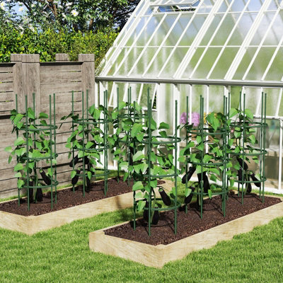 Costway 3 Pack Tomato Cage 153 cm Adjustable Tall Plant Support Trellis ...