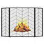Costway 3-Panel Fireplace Folding Spark Guard Screen Decorative Mesh Fireplace Barrier