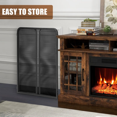 Costway 3-Panel Fireplace Screen Foldable Metal Mesh Fire Spark Guard Fireplace Cover - 5