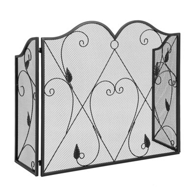 Costway 3-Panel Fireplace Screen Foldable Metal Mesh Fire Spark Guard Freestanding Safe