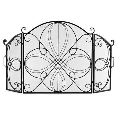 Costway 3-Panel Fireplace Screen Foldable Spark Guard Metal Mesh Fire Freestanding Safe
