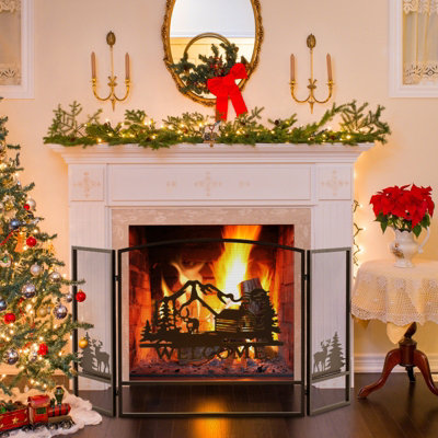 Costway 3-Panel Fireplace Screen Folding Spark Guard