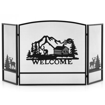 Costway 3-Panel Fireplace Screen Folding Spark Guard