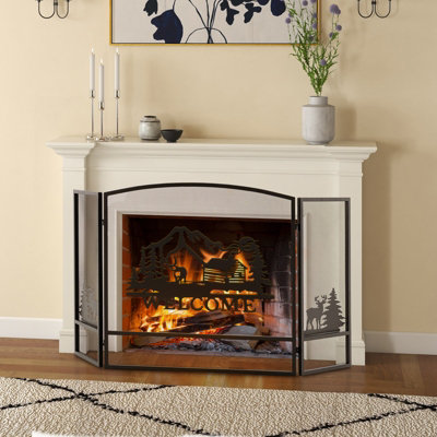 Costway 3-Panel Fireplace Screen Folding Spark Guard - 4