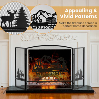 Costway 3-Panel Fireplace Screen Folding Spark Guard - 5