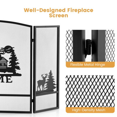 Costway 3-Panel Fireplace Screen Folding Spark Guard - 9