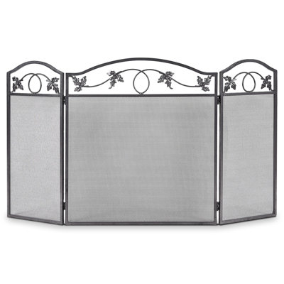 Costway 3 Panel Foldable Fire Screen Protector Fireplace Fence Freestanding Spark Guard