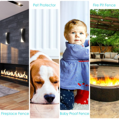 Costway 3 Panel Foldable Fire Screen Protector Fireplace Fence Freestanding Spark Guard