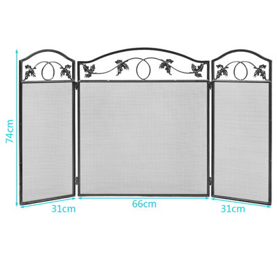 Costway 3 Panel Foldable Fire Screen Protector Fireplace Fence Freestanding Spark Guard - 3
