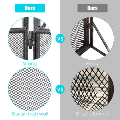 Costway 3 Panel Foldable Fire Screen Protector Fireplace Fence Freestanding Spark Guard - 5