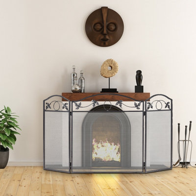 Costway 3 Panel Foldable Fire Screen Protector Fireplace Fence Freestanding Spark Guard - 8