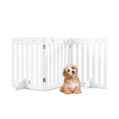 Costway 3-Panel Folding Dog Gate w/ 2 Removable Feet Freestanding Pet Safety Fence Barrier Price Comparisons | Compare The Build