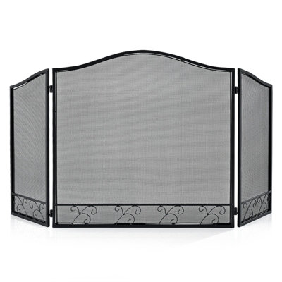 Costway 3 Panel Folding Fireplace Screen Metal Protective Mesh Fire Spark Fireguards Price Comparisons | Compare The Build