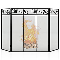Costway 3-Panel Heat-Resistant Metal Mesh Fireplace Screen Folding Fire Spark Guard