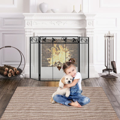 Costway 3-Panel Heat-Resistant Metal Mesh Fireplace Screen Folding Fire Spark Guard - 3