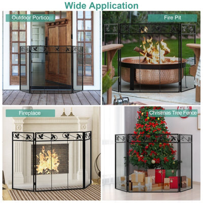 Costway 3-Panel Heat-Resistant Metal Mesh Fireplace Screen Folding Fire Spark Guard - 5