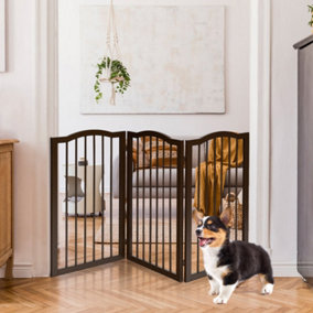 Costway 3 Panel Wooden Dog Gate Freestanding Pet Fence Baby Folding Safety Barrier