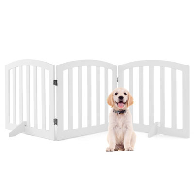 Costway 3 Panel Wooden Dog Gate Freestanding Pet Fence Baby Folding Safety Barrier