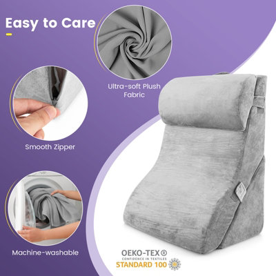 Costway 3 PCS Bed Wedge Pillow Post Surgery Set Ergonomic Incline Pillow For Sleeping - 6