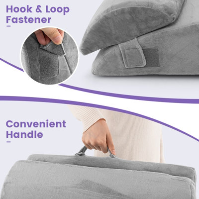Costway 3 PCS Bed Wedge Pillow Post Surgery Set Ergonomic Incline Pillow For Sleeping - 8