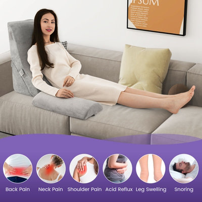 Costway 3 PCS Bed Wedge Pillow Post Surgery Set Ergonomic Incline Pillow For Sleeping - 9