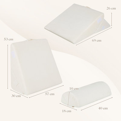 Costway 3 PCS Bed Wedge Pillow Set Adjustable Incline Pillow w/Air Memory Foam - 3