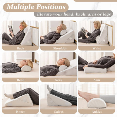 Costway 3 PCS Bed Wedge Pillow Set Adjustable Incline Pillow w/Air Memory Foam - 4