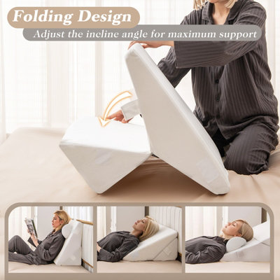 Costway 3 PCS Bed Wedge Pillow Set Adjustable Incline Pillow w/Air Memory Foam - 5