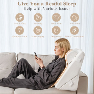 Costway 3 PCS Bed Wedge Pillow Set Adjustable Incline Pillow w/Air Memory Foam - 6