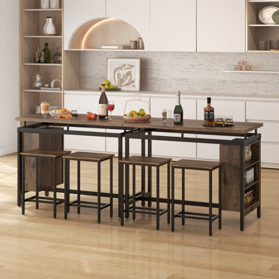 Costway 3 PCS Dining Table Set Counter-Height Bar Table & 2 Stools