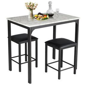 Costway 3 PCS Dining Table Set Kitchen Counter Height Table w/ 2 Backless Stools
