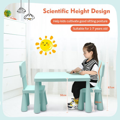 Costway 3 PCS Kids Table and Chair Set Toddler Activity Center Children Writing Desk