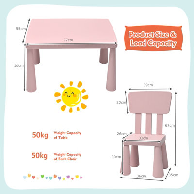 Costway 3 PCS Kids Table and Chair Set Toddler Activity Center Children Writing Desk