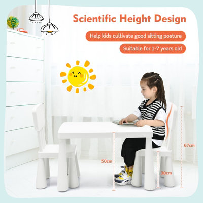 Costway 3 PCS Kids Table and Chair Set Toddler Activity Center Children Writing Desk