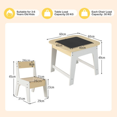 Costway 3 Pcs Kids Table and Chair Set Toddler Activity Writing Double-sized Tabletop - 3