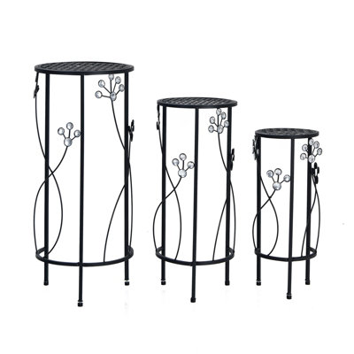 Costway 3 Pcs Metal Plant Stand Set Plant Pot Holder Display DIY at B&Q