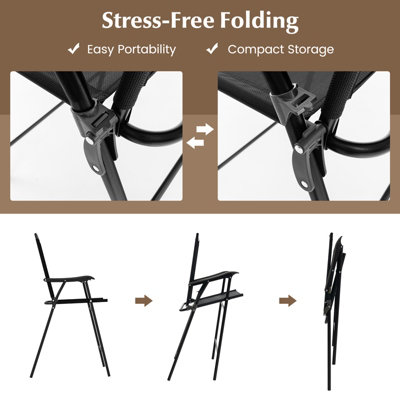 Costway 3 PCS Outdoor Bar Stool Set w/ Umbrella Hole Patio Bistro Table & 2 Folding Chairs