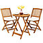 Costway 3 PCS Outdoor Folding Bistro Set Home Garden Chair and Table Set W/ Cushions