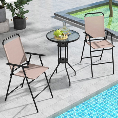 Costway 3 pcs folding shop garden patio table chairs set