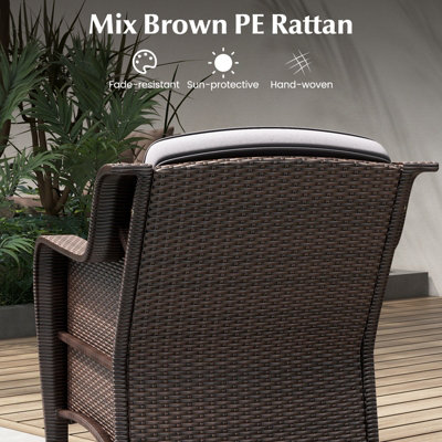 Costway 3 Pcs Outdoor Patio Furniture Set PE Rattan Wicker Chairs w/ Cushions & Coffee Table