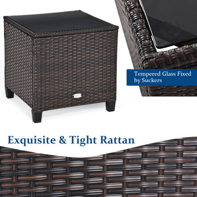 Costway 3 Pcs Patio Rattan Sofa Chair & Table Set Outdoor Wicker Bistro ...