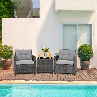 Costway 3 piece patio wicker rattan online sofa set