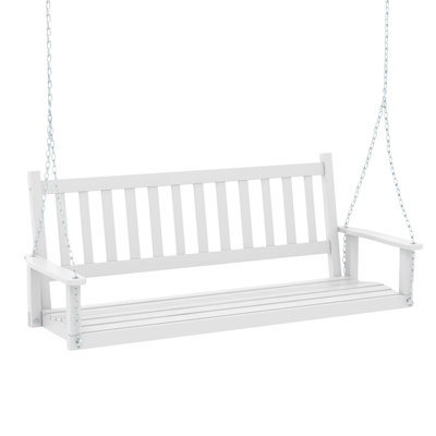 Costway 3-Person Porch Hanging Swing Chair Wooden Garden Swing Bench with Slatted Back