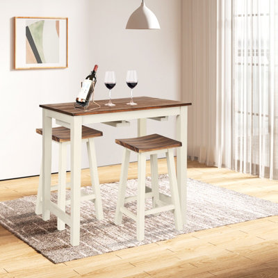 thumbnail image 2 of Segawe 3 Piece Pub Dining Set - Counter Height Bar Table And 2 Stools - Brown 2 of 5