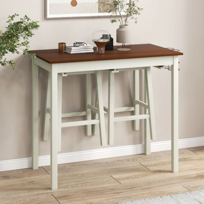 Solid wood space saving store bar and stools