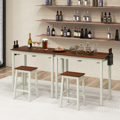 Costway 3-Piece Bar Table Set Kitchen Counter Height Pub Table W