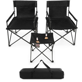 Costway 3 Piece Camping Chairs & Table Set Outdoor Foldable Lawn Chair Table w/ Carrying Bag