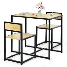 Costway 3 Piece Dining Set with Metal Kitchen Table & 2 Chairs