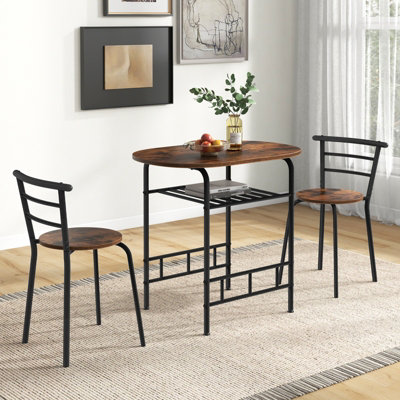 Costway 3-Piece Dining Table Set Kitchen Breakfast Nooks Table and ...