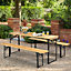 Costway 3-Piece Folding Picnic Table and Bench Set Wooden Dinning Table with Seat Set
